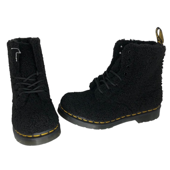 🆕 Dr. Martens 1460 Pascal Black Lux Borg Faux Shearling Combat Boots - Picture 11 of 11